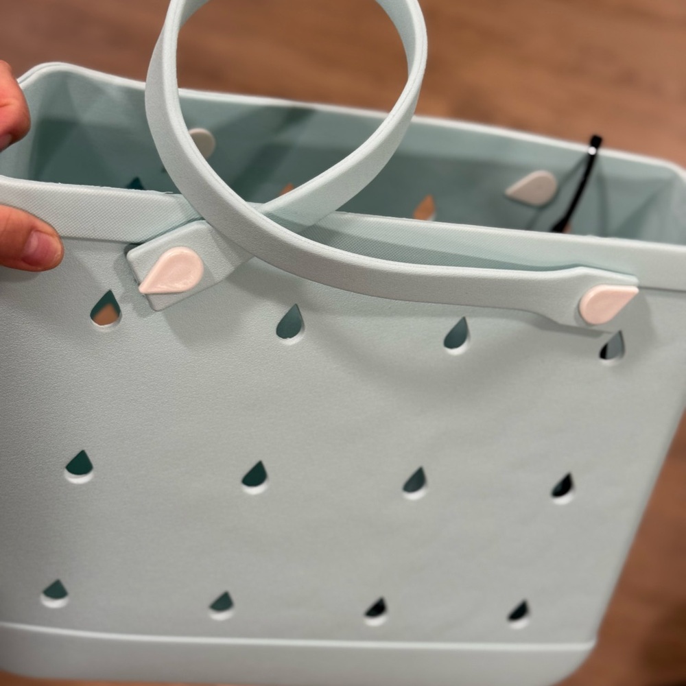 Light Blue Tote Bag with accessories